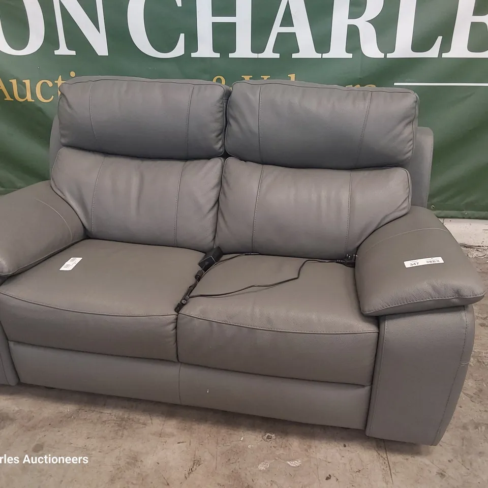 QUALITY ITALIAN DESIGNER POWER RECLINING TWO SEATER SOFA GREY ANTHRACITE LEATHER 