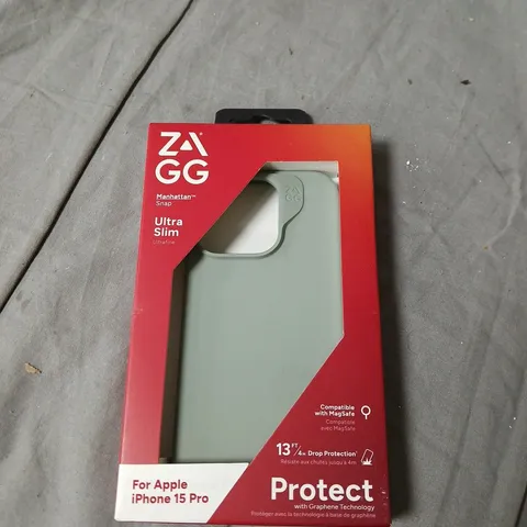 BOX OF APPROXIMATELY 60 ZAGG MANHATTAN SNAP ULTRA SLIM CASE FOR APPLE IPHONE 15 PRO
