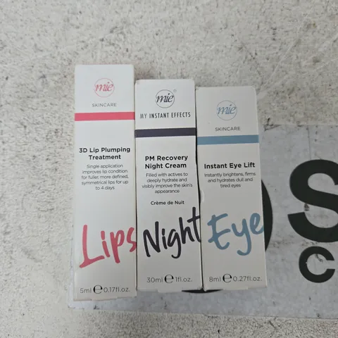 MIE SKINCARE LIP PLUMPING TREATMENT, PM RECOVERY NIGHT CREAM & INSTANT EYE LIFT SET (5ML/30ML/8ML)
