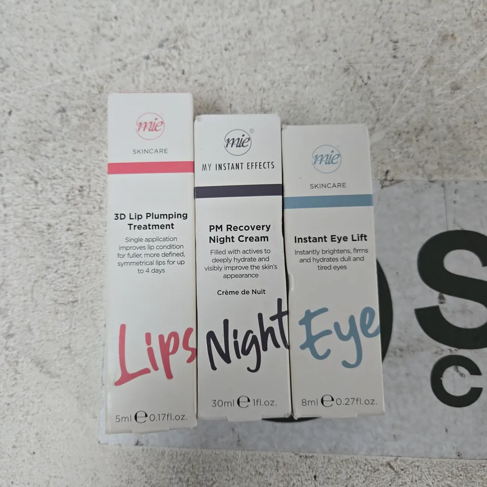 MIE SKINCARE LIP PLUMPING TREATMENT, PM RECOVERY NIGHT CREAM & INSTANT EYE LIFT SET (5ML/30ML/8ML)