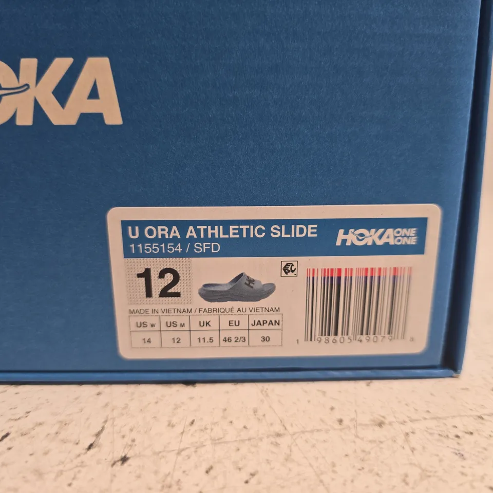 BOXED PAIR OF HOKA ORA ATHLETIC SLIDE SANDALS – UK 11.5