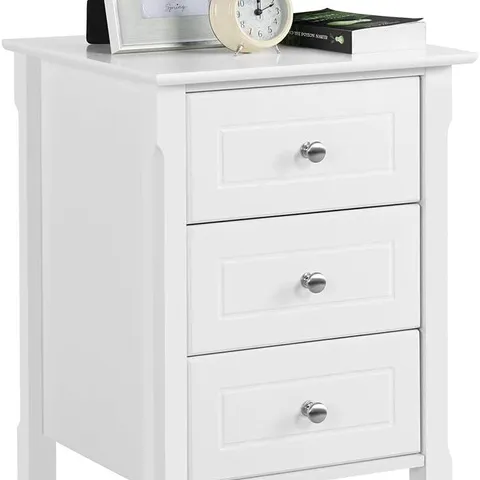 BOXED YAHEETECH 40cm W BEDSIDE TABLE - WHITE (1 BOX)