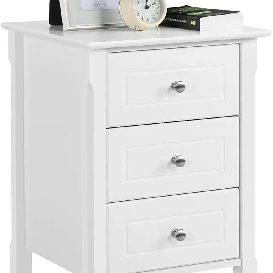 BOXED YAHEETECH 40cm W BEDSIDE TABLE - WHITE (1 BOX)