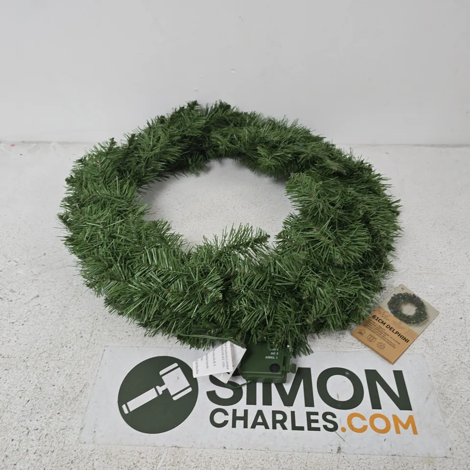 LED PRE LIT WREATH - 61CM