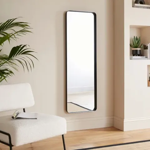 BOXED NEW YORK RECTANGLE CURVED CORNER FULL LENGTH WALL MIRROR 45Γ150CM - BLACK