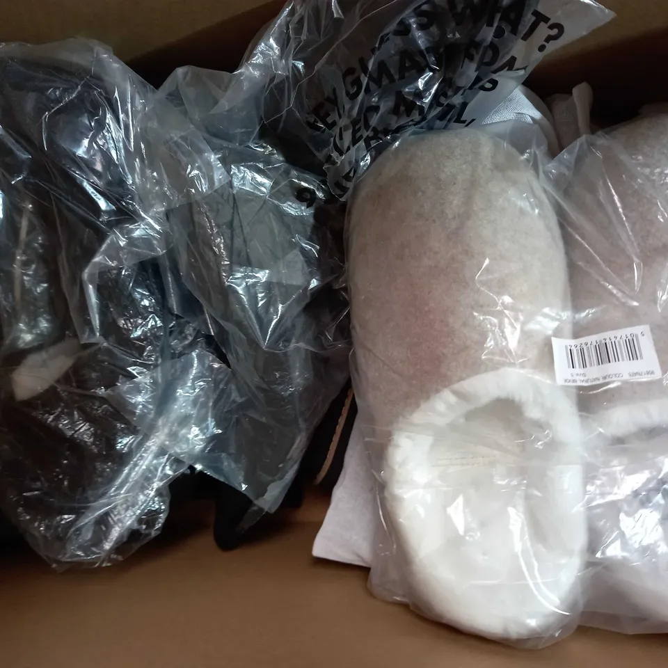 BOX OF APPROXIMATELY 10 ASSORTED PAIRS OF SHOES IN VARIOUS STYLES, COLOURS, AND SIZES TO INCLUDE RAID, UMBRO, NEXT, ETC