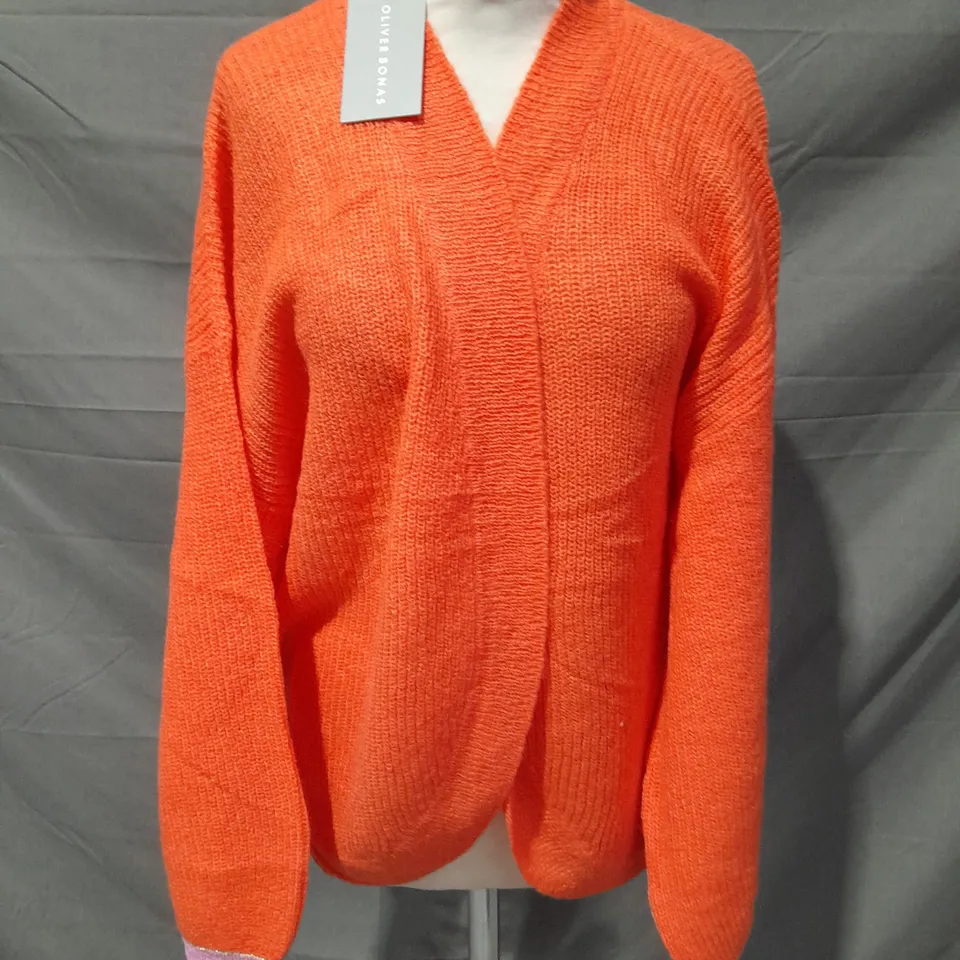 OLIVER BONAS RELAXED ORANGE EDGE TO EDGE CARDIGAN IN ORANGE - 14