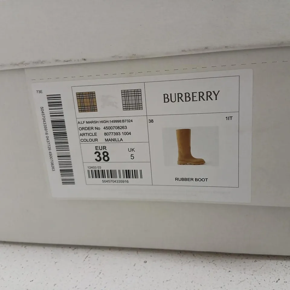 BURBERRY RUBBER BOOT – MANILLA, UK 5 (EU 38)