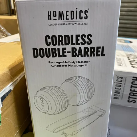 BOXED HOMEDICS CORDLESS DOUBLE-BARREL RECHARGEABLE BODY MASSAGER SP-180J