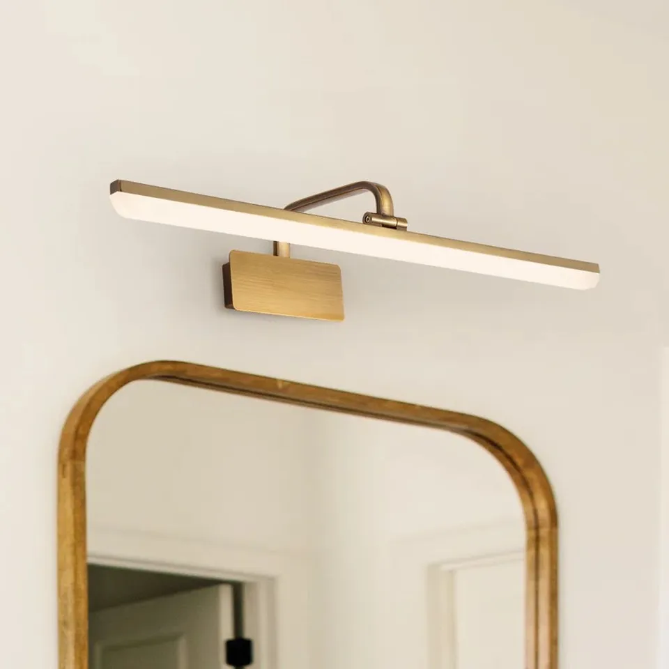 BOXED FALKLAND BRUSHED GOLD RECTANGULAR LED BATHROOM WALL LIGHT 