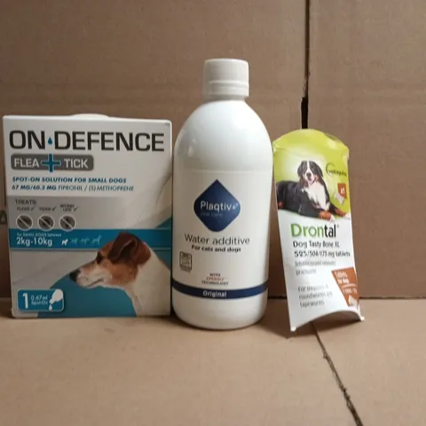 APPROXIMATELY 10 ASSORTED HOUSEHOLD ITEMS TO INCLUDE DRONTAL, ON DEFENCE, ETC