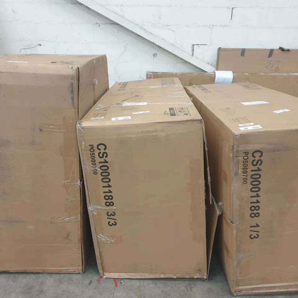 BOXED DESIGNER MADRID BLACK LEATHER CORNER SOFA PARTS (3 BOXES) 