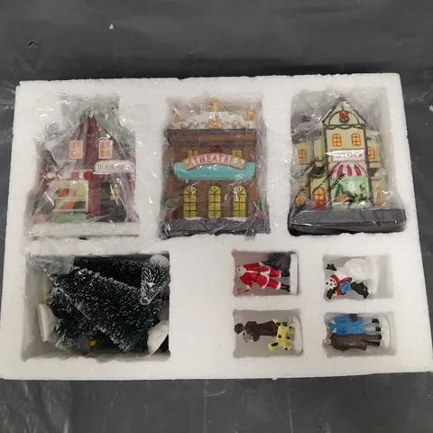 PRE LIT CHRISTMAS VILLAGE SET 