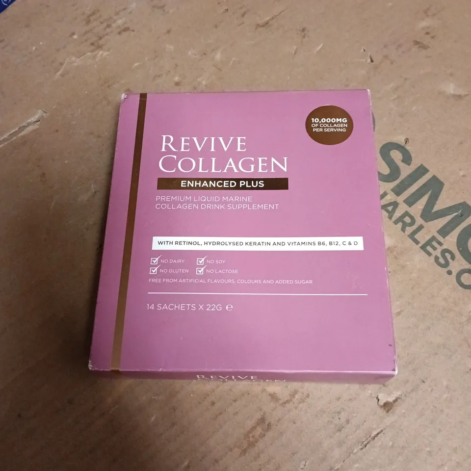REVIVE COLLAGEN ENHANCED PLUS – LIQUID MARINE COLLAGEN DRINK, 14 SACHETS - BB 06/27 