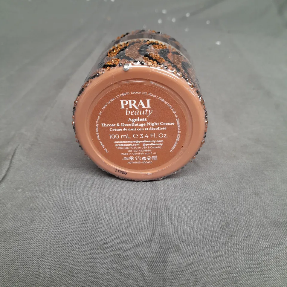 BOXED AND SEALED PRAI BEAUTY AGELESS THROAT AND DECOLLETAGE NIGHT CRÈME 100ML BRONZE