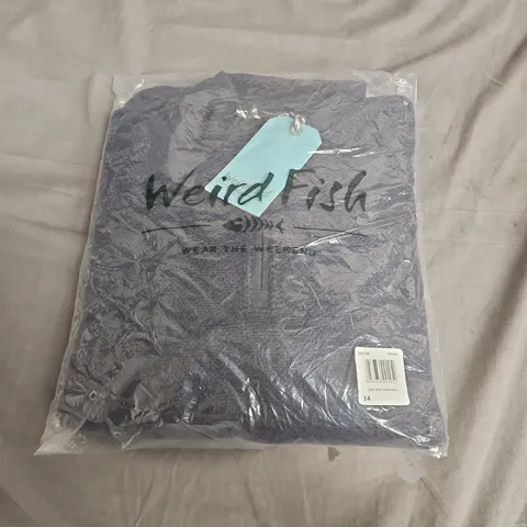 WEIRD FISH SARAH 1/4 ZIP TEXTURED FLEECE – MIDNIGHT, UK SIZE 14