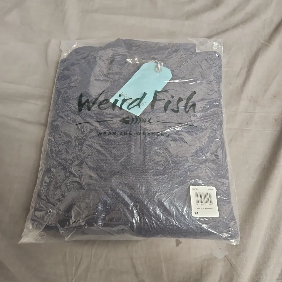 WEIRD FISH SARAH 1/4 ZIP TEXTURED FLEECE – MIDNIGHT, UK SIZE 14