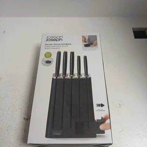 JOSEPH JOSEPH ELEVATE KNIVES SLIMBLOCK 5-PIECE KNIFE BLOCK SET WITH CERAMIC SHARPENER