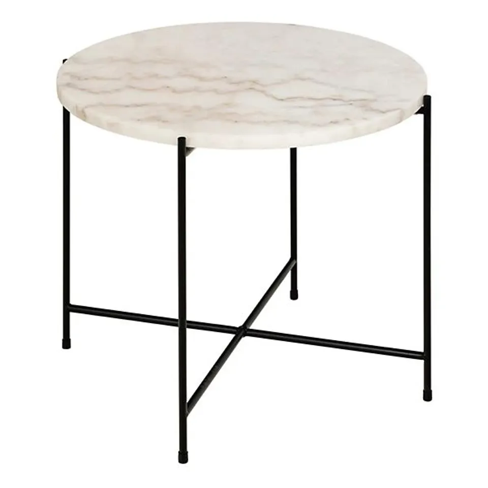 BOXED AVILA SIDE TABLE WITH WHITE MARBLE TOP 52X40CM