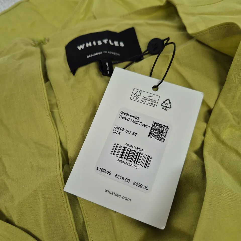 WHISTLES SLEEVELESS TIERED MIDI DRESS – UK 8 (EU 36)