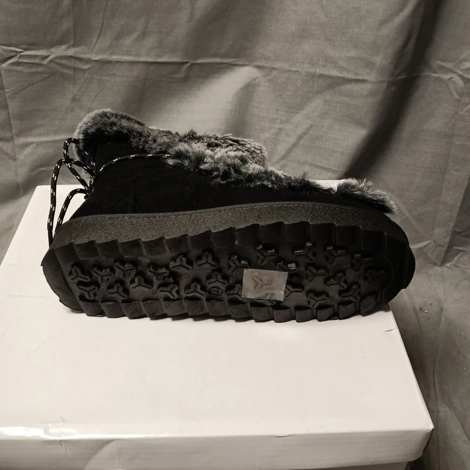 WOMEN'S FAUX FUR-LINED WINTER ANKLE BOOTS – BLACK SIZE 4 BOXED
