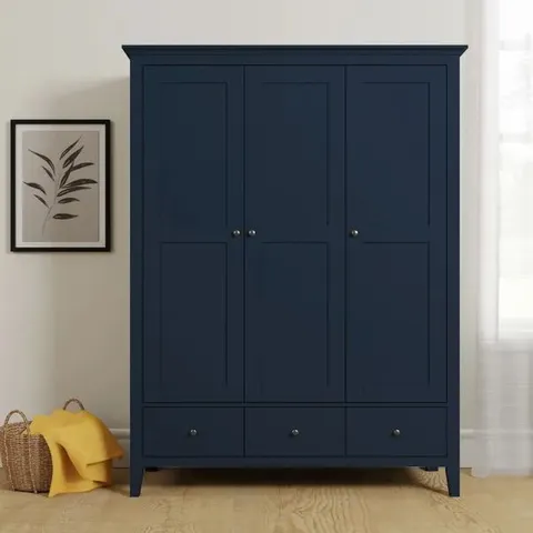 BOXED DUNELM LYNTON TRIPLE WARDROBE - NAVY (2 BOXES)
