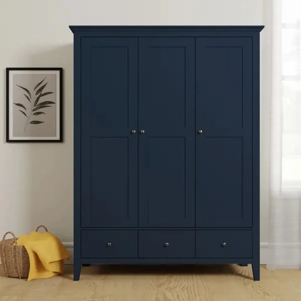 BOXED DUNELM LYNTON TRIPLE WARDROBE - NAVY (2 BOXES)
