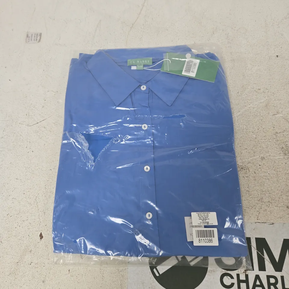 BAGGED LA MAREY BLUE SHIRT – BUTTON FRONT, SIZE S/M (UK SMALL)
