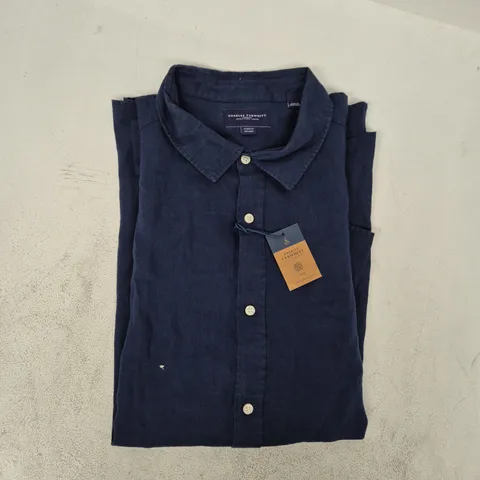 CHARLES TYRWHITT LONG SLEEVE LINEN SHIRT IN NAVY SIZE 3XL