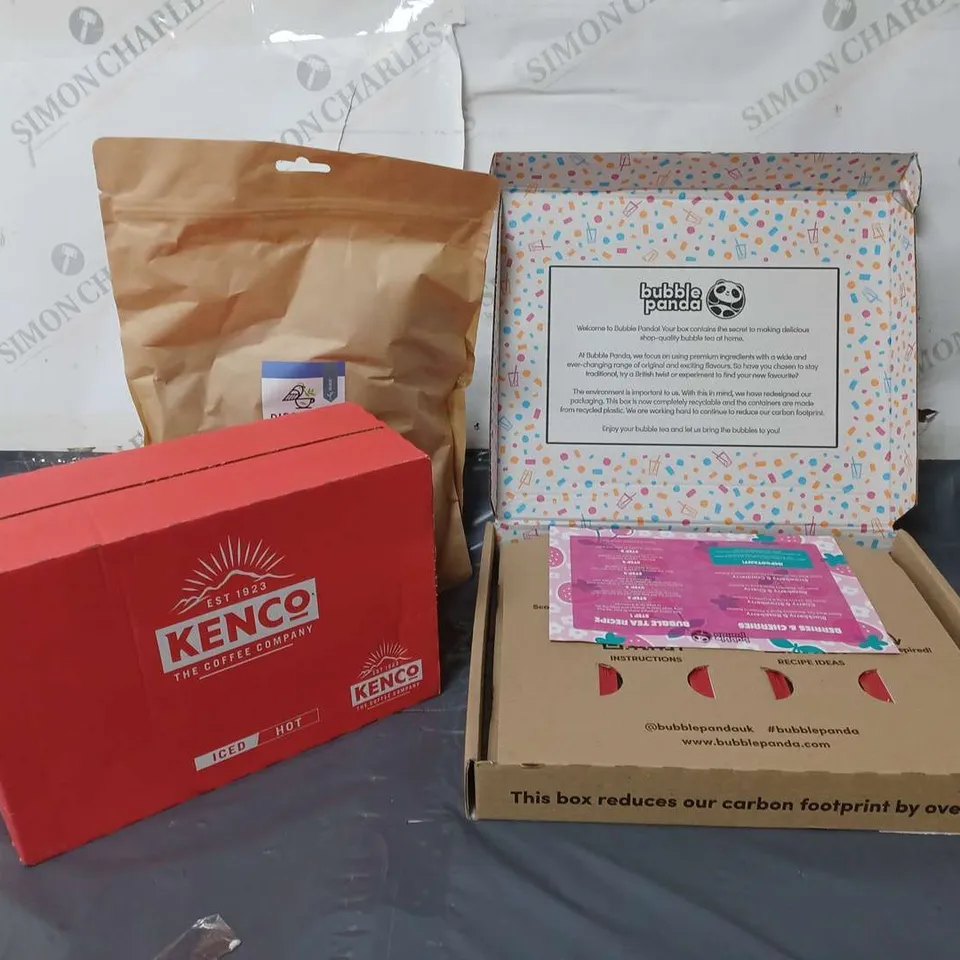 3 ASSORTED TEA AND COFFEE ITEMS TO INCLUDE BUBBLE PANDABERRIES & CHERRIES SET, KENCO ICEHOT COFEE, BIRDHOUSE EARL GREY