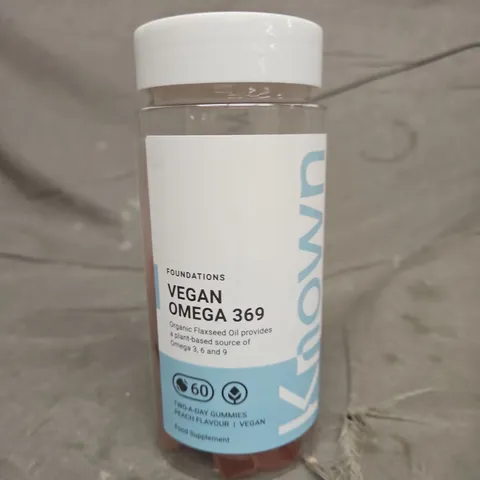 FOUNDATIONS VEGAN OMEGA 369 – PEACH FLAVOUR, 60 GUMMIES - APPROX 12 