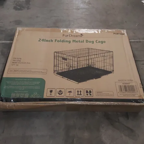 BOXED FURDREAMS 24" FOLDING METAL DOG CAGE