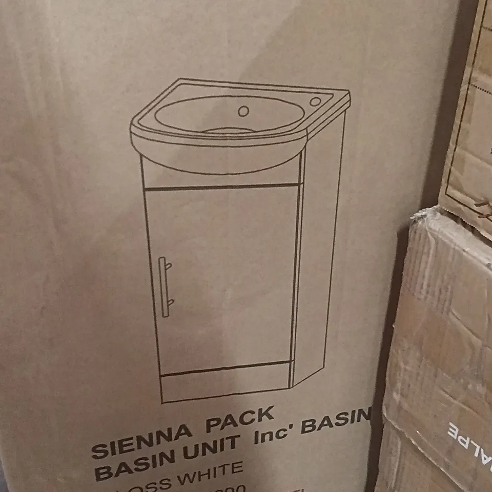 BOXED SIENNA PACK BASIN UNIT INC. BASIN - GLOSS WHITE (1 BOX)
