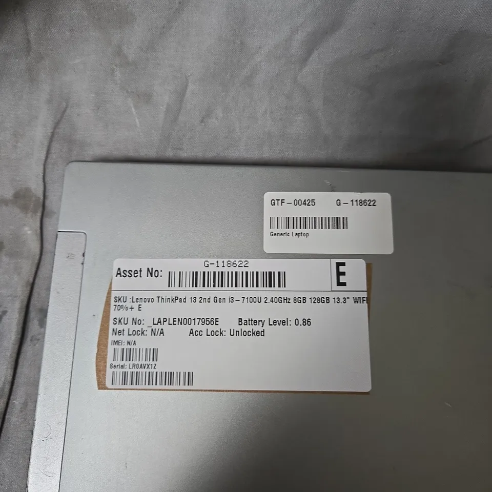 LENOVO THINKPAD 13 2ND GEN LAPTOP – I3-7100U, 8GB RAM, 128GB SSD, 13.3IN DISPLAY 