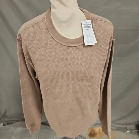 ABERCROMBIE & FITCH WAFFLE LONG SLEEVE TOP IN BROWN SIZE XS