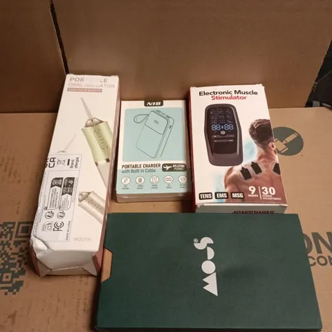 APPROXIMATELY 8 ASSORTED ELECTRICAL PRODUCTS TO INCLUDE MUSCLE STIMULATOR, POWERBANK, ORAL IRRIGATOR ETC