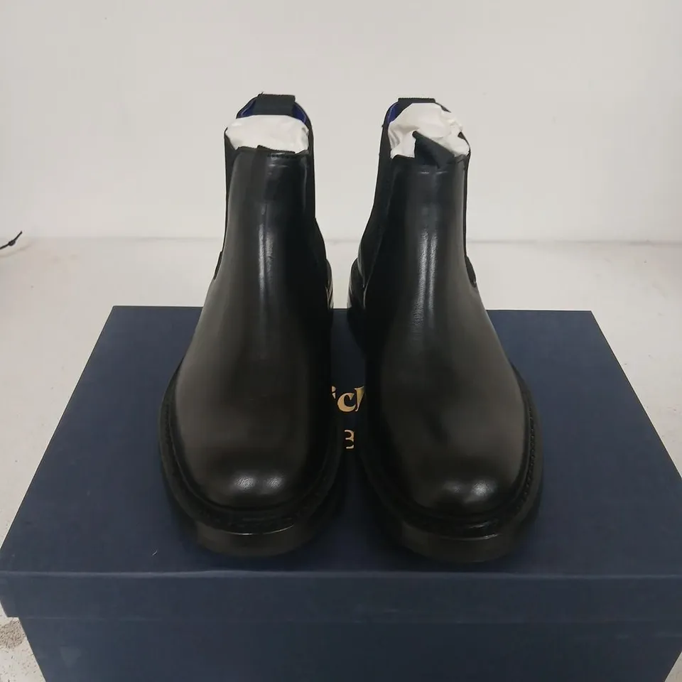 TRICKER'S BURBERRY ANKLE BOOT – BLACK LEATHER, RUBBER SOLE UK 4