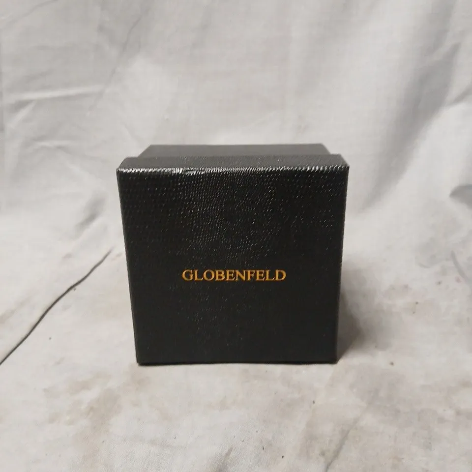 GLOBENFELD CHRONOGRAPH WATCH – BLUE DIAL, LEATHER STRAP, BOXED