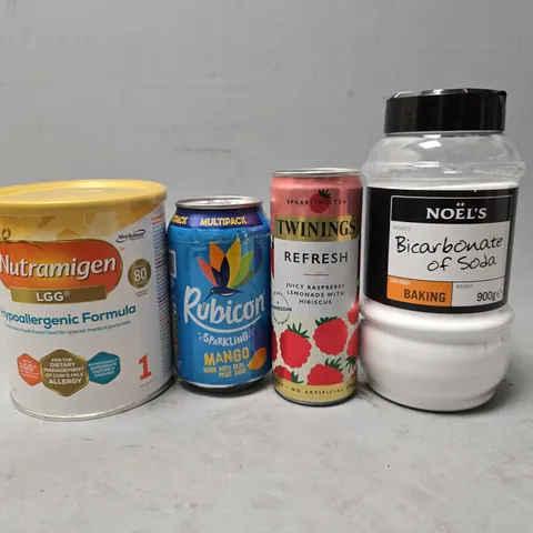 APPROXIMATELY 12 ASSORTED FOOD & DRINK ITEMS TO INCLUDE - RUBICON MANGO , NOEL'S CARBONATE OF SODA ETC