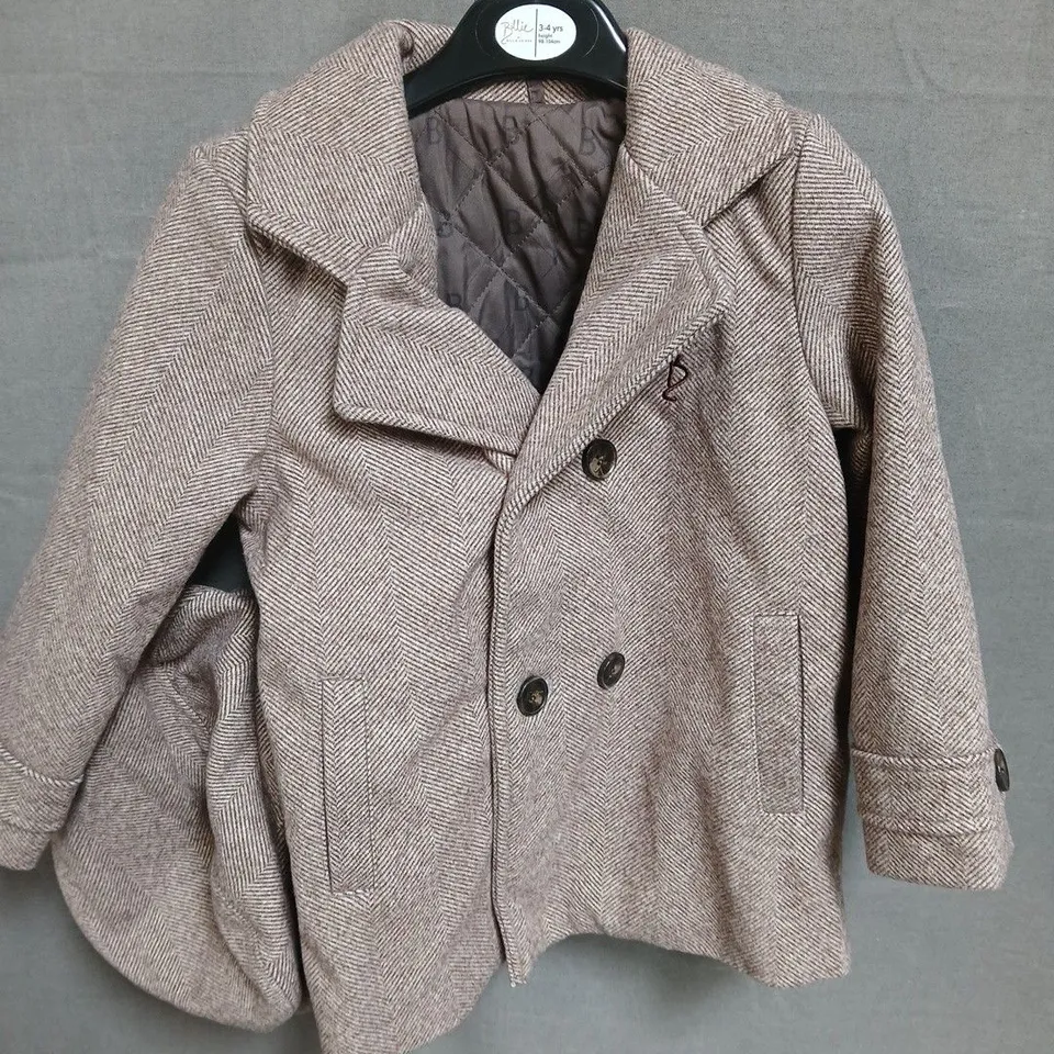 BILLIE FAIERS BUTTON JACKET WITH FLAT CAP IN BROWN - YEARS 3-4