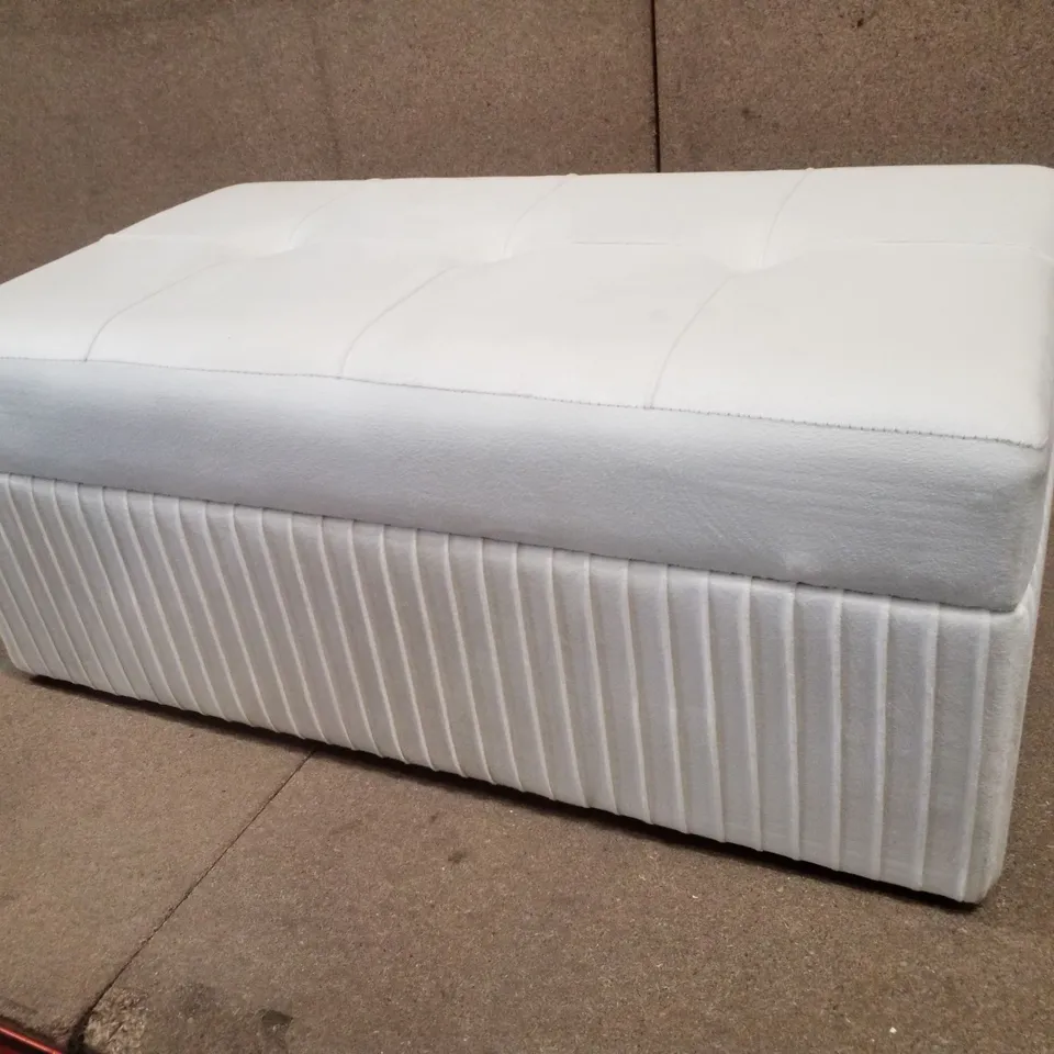 BOXED ROSE VELVET OTTOMAN STORAGE STOOL - CREAM 
