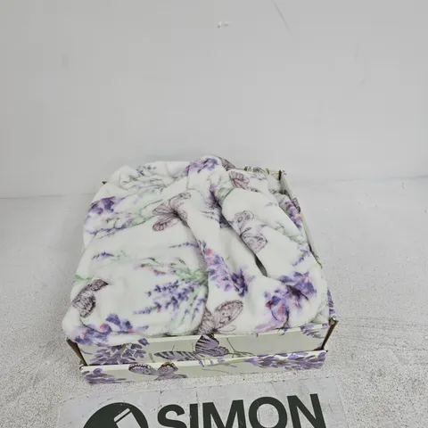 LAVENDER FLORAL THROW BLANKET IN DECORATIVE GIFT BOX
