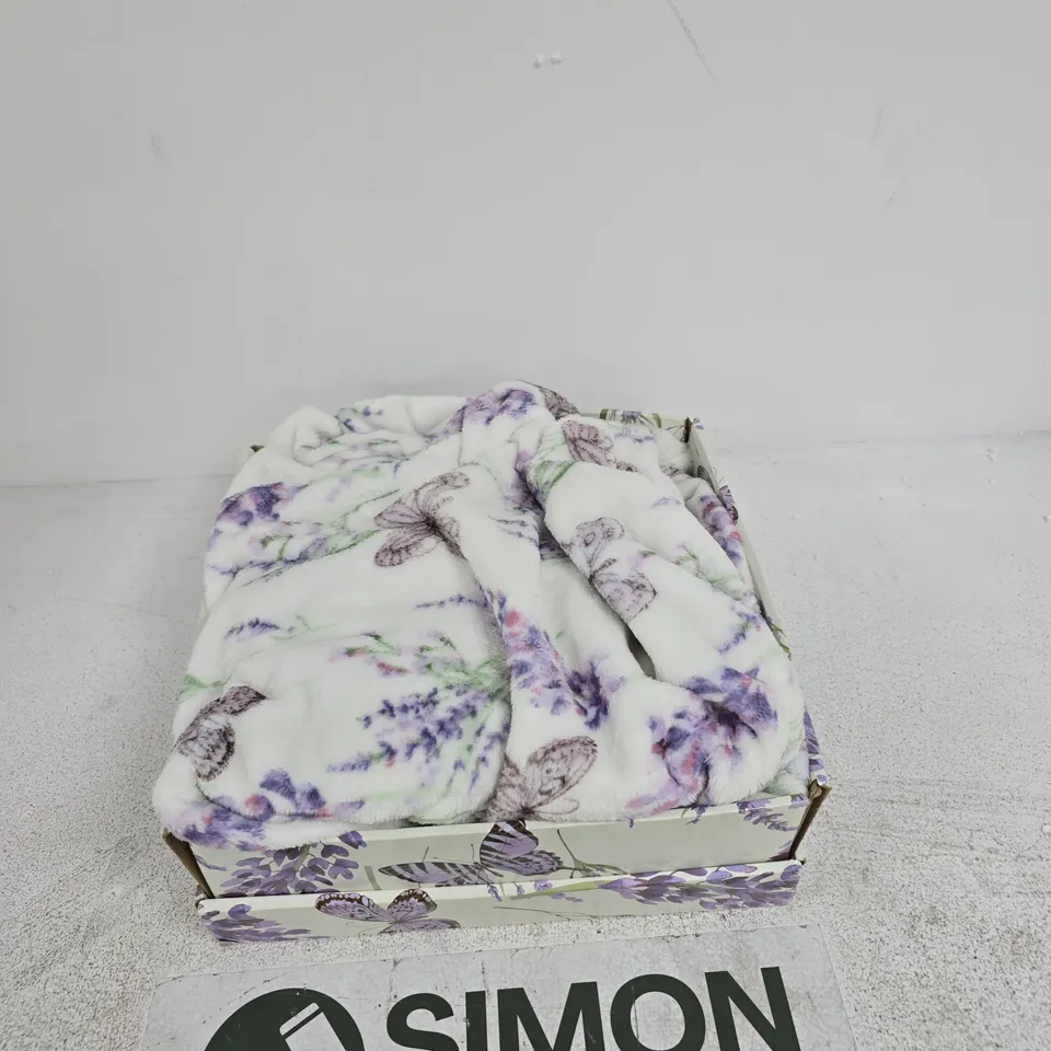 LAVENDER FLORAL THROW BLANKET IN DECORATIVE GIFT BOX