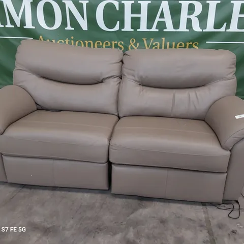 QUALITY BRITISH DESIGNER G PLAN WASHINGTON POWER RECLINING THREE SEATER SOFA CAPRI MUSHROOM LEATHER