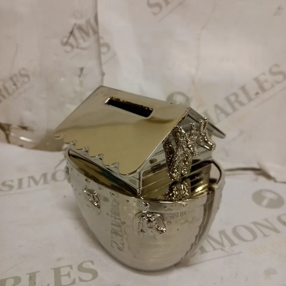 PERSONALISED SILVER NOAHS ARK MONEY BOX RRP £34.99