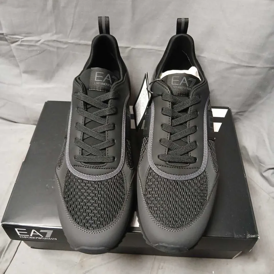 EMPORIO ARMANI EA7 SNEAKERS – BLACK/ASPHALT, MEN'S UK 9 (US 9.5)