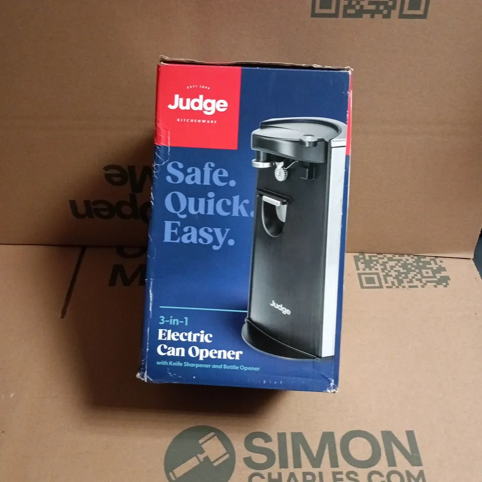 JUDGE 3-IN-1 ELECTRIC CAN OPENER – BOXED (KNIFE SHARPENER & BOTTLE OPENER)