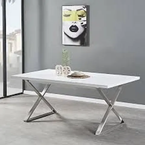 BOXED MAYLINE EXTENDABLE DINING TABLE IN WHITE HIGH GLOSS (2 BOXES)