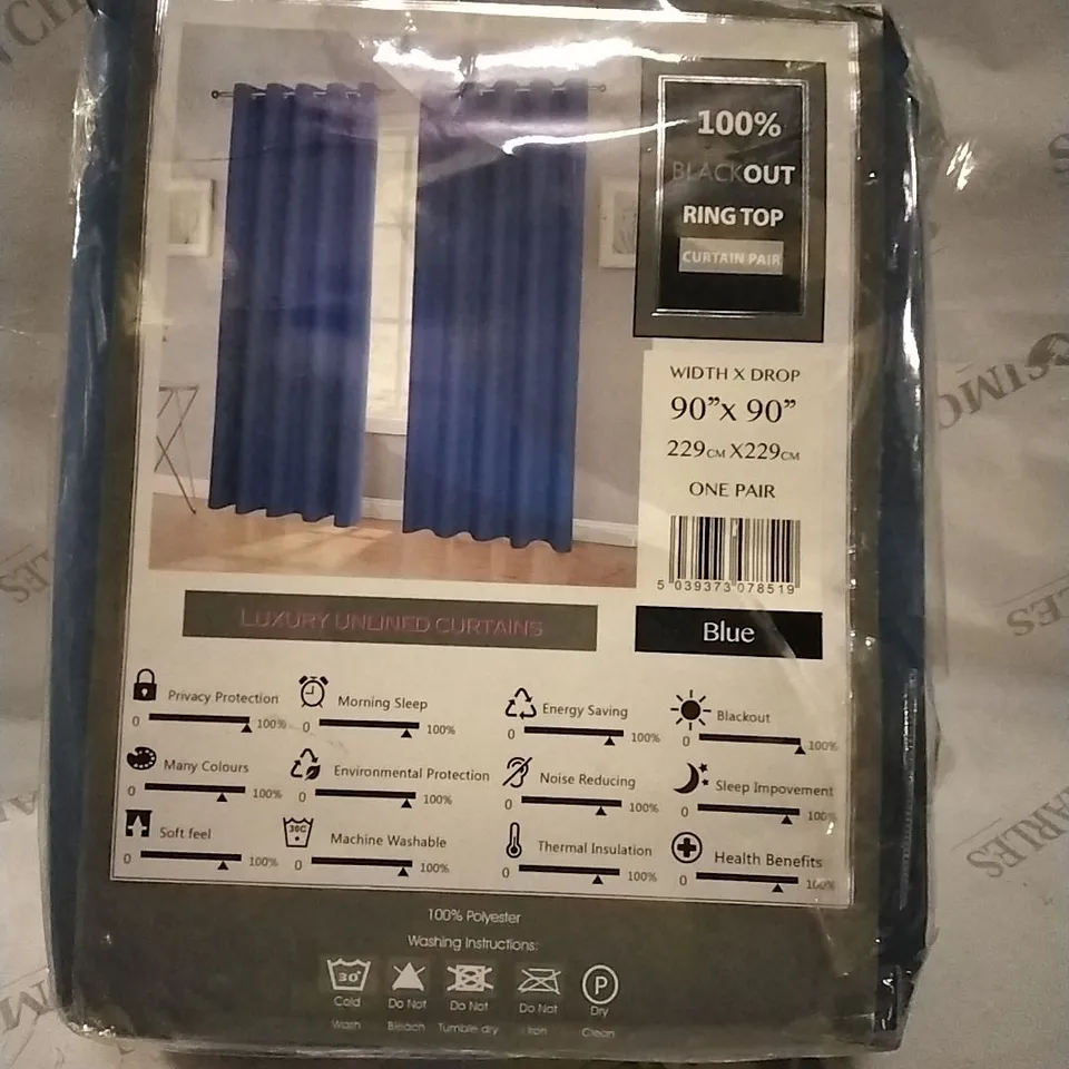 Bagged bigham blackout eyelet curtains 229x229cm 