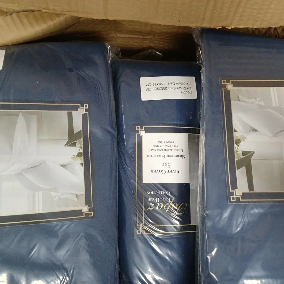 BOX OF APPROXIMATELY 8 TOPAZ HOME DUVET COVER SETS IN BLUE